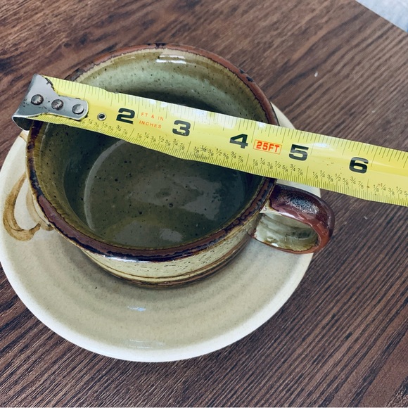 Vintage Handmade Pottery Saucer & Cup - Picture 6 of 7